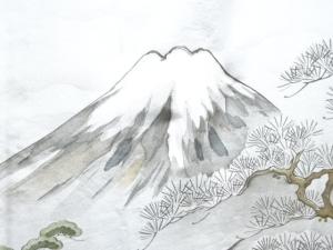 アンティーク　富士風景模様男物長襦袢